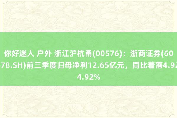 你好迷人 户外 浙江沪杭甬(00576)：浙商证券(601878.SH)前三季度归母净利12.65亿元，同比着落4.92%
