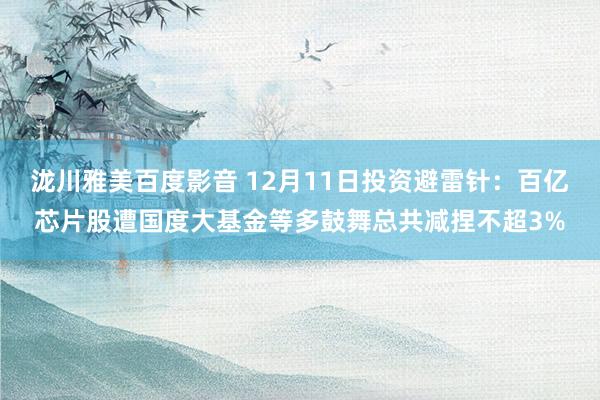 泷川雅美百度影音 12月11日投资避雷针：百亿芯片股遭国度大基金等多鼓舞总共减捏不超3%