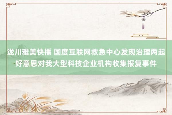 泷川雅美快播 国度互联网救急中心发现治理两起好意思对我大型科技企业机构收集报复事件