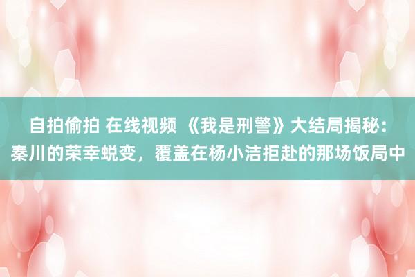 自拍偷拍 在线视频 《我是刑警》大结局揭秘：秦川的荣幸蜕变，覆盖在杨小洁拒赴的那场饭局中