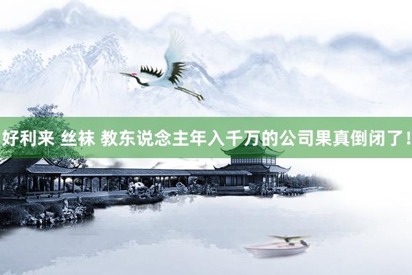 好利来 丝袜 教东说念主年入千万的公司果真倒闭了！