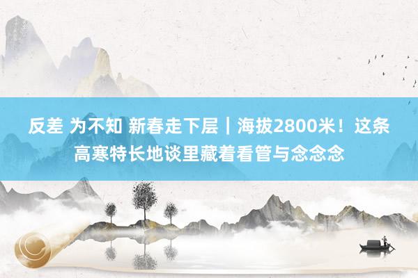反差 为不知 新春走下层｜海拔2800米！这条高寒特长地谈里藏着看管与念念念
