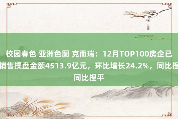 校园春色 亚洲色图 克而瑞:12月TOP100房企已毕销售操盘金额4513.9亿元,环比增长24.2%,同比捏平