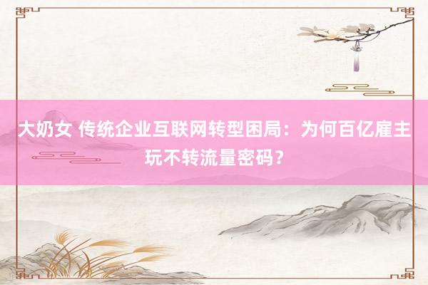 大奶女 传统企业互联网转型困局：为何百亿雇主玩不转流量密码？