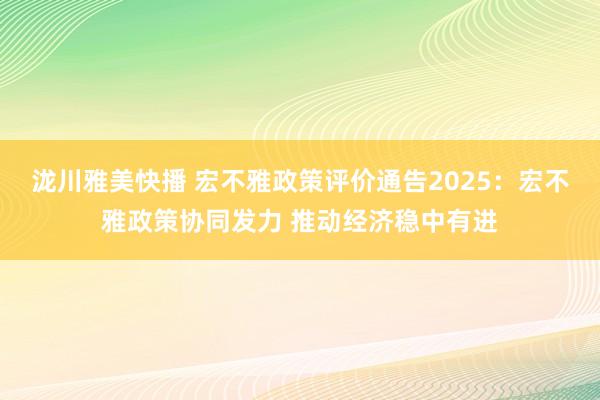 泷川雅美快播 宏不雅政策评价通告2025：宏不雅政策协同发力 推动经济稳中有进
