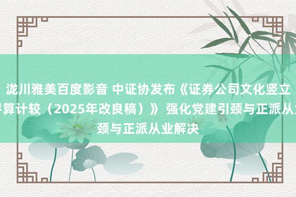 泷川雅美百度影音 中证协发布《证券公司文化竖立扩充评算计较（2025年改良稿）》 强化党建引颈与正派从业解决