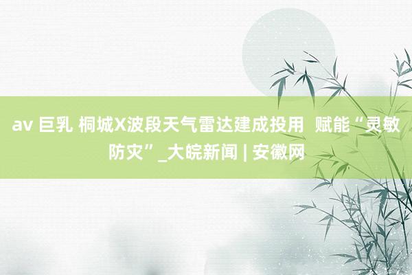 av 巨乳 桐城X波段天气雷达建成投用  赋能“灵敏防灾”_大皖新闻 | 安徽网