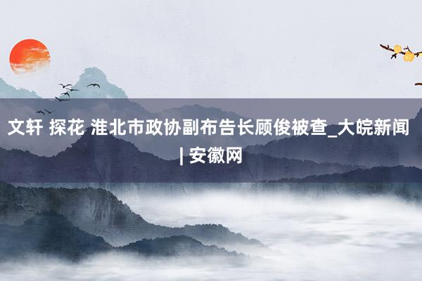 文轩 探花 淮北市政协副布告长顾俊被查_大皖新闻 | 安徽网