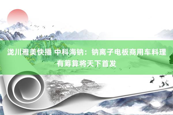 泷川雅美快播 中科海钠：钠离子电板商用车料理有筹算将天下首发