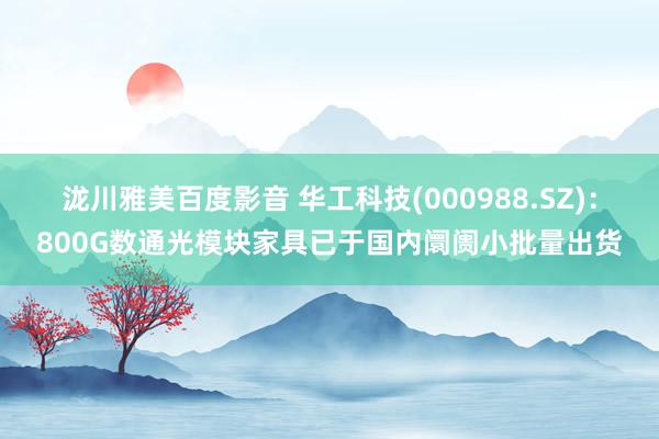 泷川雅美百度影音 华工科技(000988.SZ)：800G数通光模块家具已于国内阛阓小批量出货