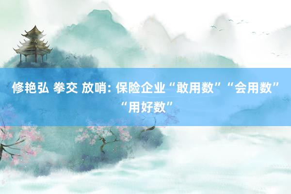 修艳弘 拳交 放哨: 保险企业“敢用数”“会用数”“用好数”