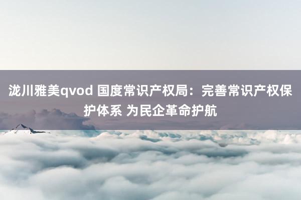 泷川雅美qvod 国度常识产权局：完善常识产权保护体系 为民企革命护航