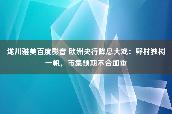 泷川雅美百度影音 欧洲央行降息大戏：野村独树一帜，市集预期不合加重
