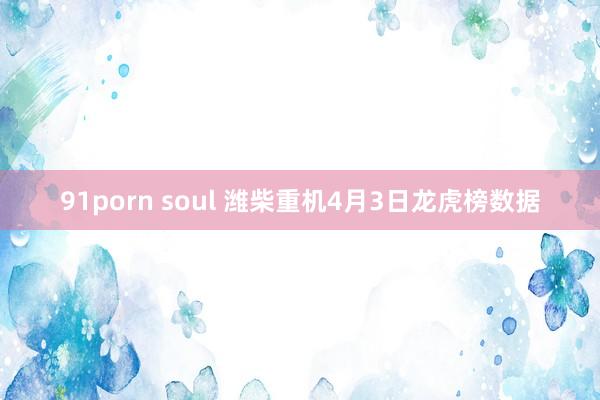 91porn soul 潍柴重机4月3日龙虎榜数据