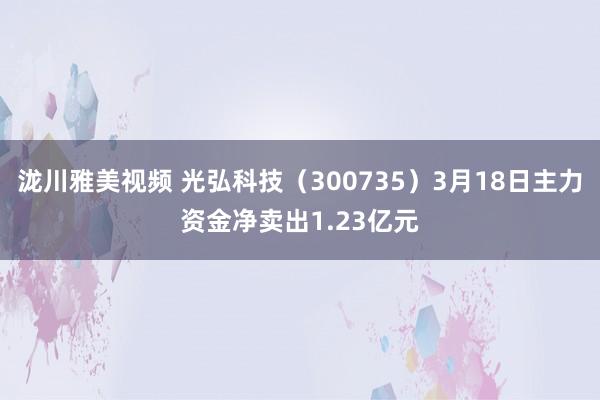 泷川雅美视频 光弘科技（300735）3月18日主力资金净卖出1.23亿元