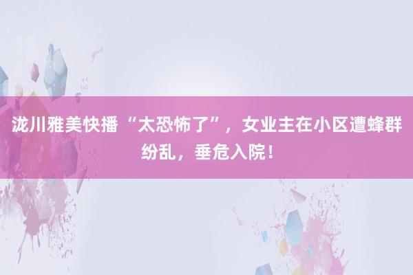 泷川雅美快播 “太恐怖了”,女业主在小区遭蜂群纷乱,垂危入院!