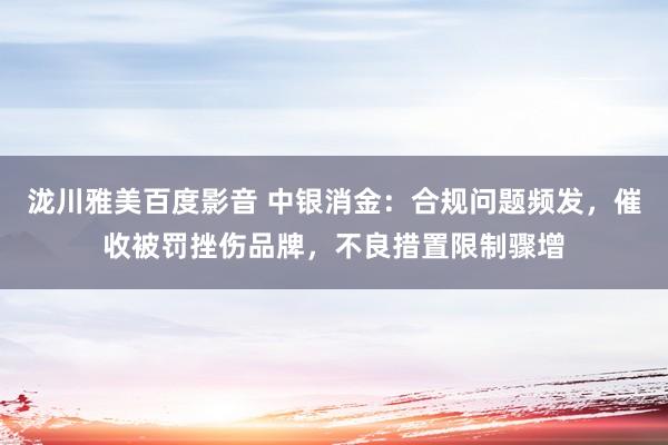泷川雅美百度影音 中银消金：合规问题频发，催收被罚挫伤品牌，不良措置限制骤增