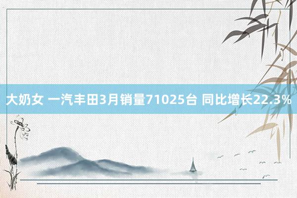 大奶女 一汽丰田3月销量71025台 同比增长22.3%
