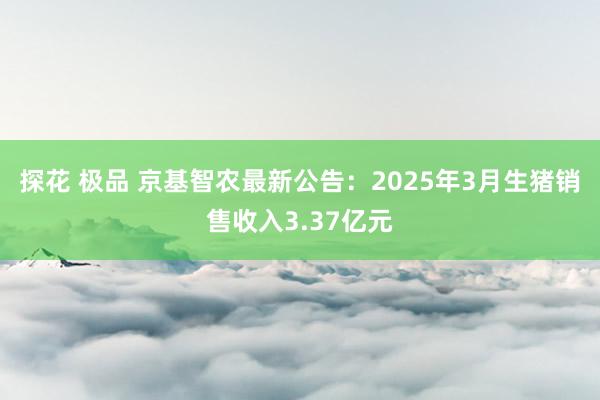 探花 极品 京基智农最新公告：2025年3月生猪销售收入3.37亿元