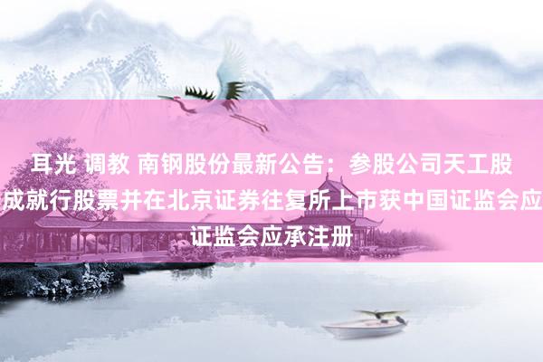 耳光 调教 南钢股份最新公告：参股公司天工股份拟公成就行股票并在北京证券往复所上市获中国证监会应承注册