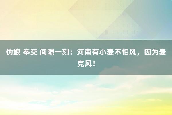 伪娘 拳交 间隙一刻：河南有小麦不怕风，因为麦克风！