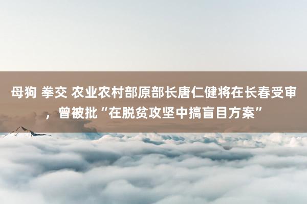 母狗 拳交 农业农村部原部长唐仁健将在长春受审，曾被批“在脱贫攻坚中搞盲目方案”