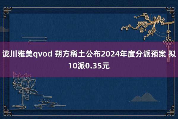 泷川雅美qvod 朔方稀土公布2024年度分派预案 拟10派0.35元