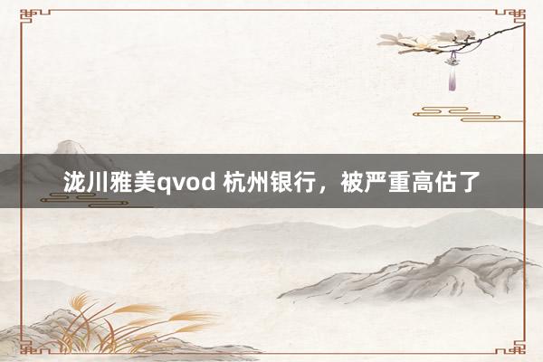 泷川雅美qvod 杭州银行，被严重高估了