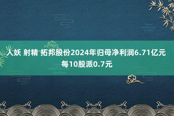 人妖 射精 拓邦股份2024年归母净利润6.71亿元 每10股派0.7元