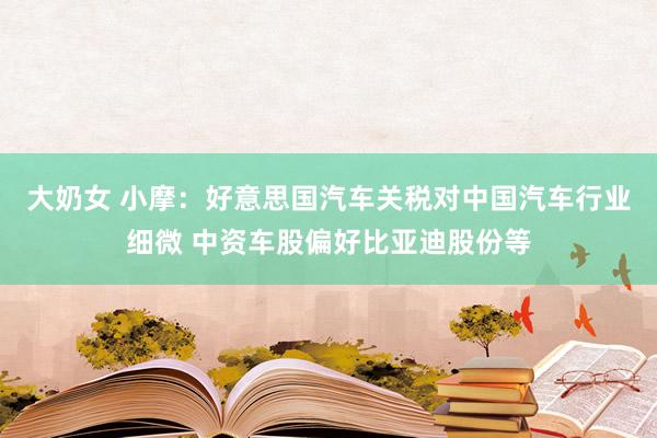 大奶女 小摩：好意思国汽车关税对中国汽车行业细微 中资车股偏好比亚迪股份等